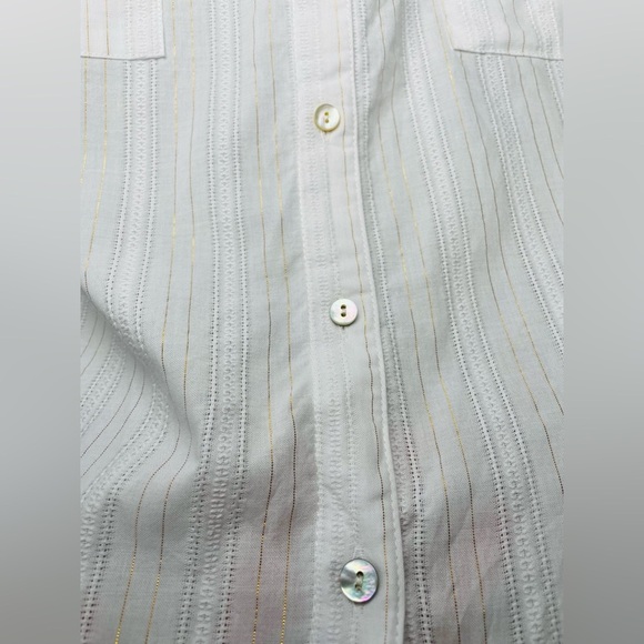 Dear John White metallic folded cuff sleeves Boxy Collared Button front shirt L - Picture 5 of 10